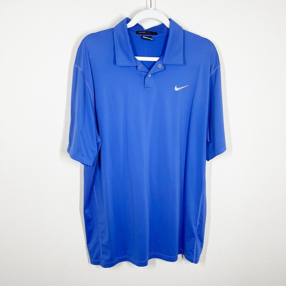 Nike Tiger Woods Collection Trajectory Polo Mens Size L Golf Blue Violet Force